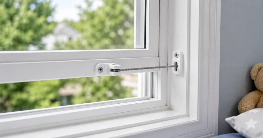 technician installing child safety window lock limiter