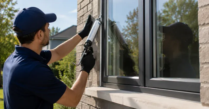 Aluminum window frame with double glazed insulated glass unit installed in a residential wall in Burrows Central, Winnipeg