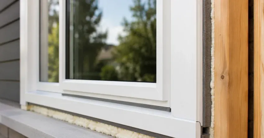 technician installing fiberglass window frame in Winnipeg home