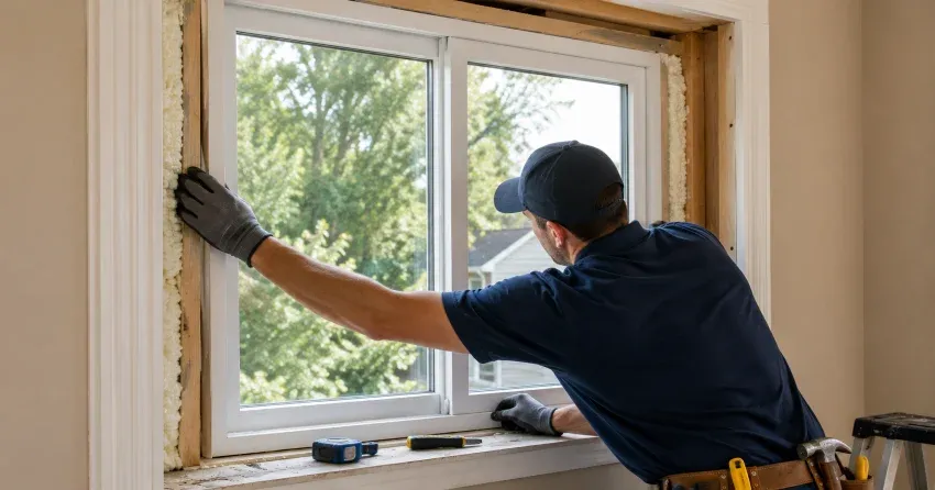 close-up of Low-E glass coating on an insulated window Colony, Winnipeg