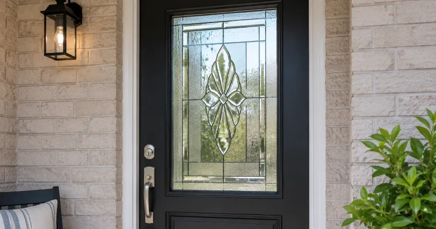 technician replacing a cracked decorative glass panel in Brooklands, Winnipeg