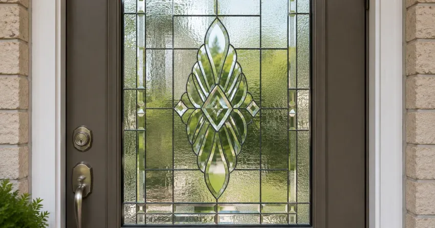 glass insert being fitted into an existing door panel