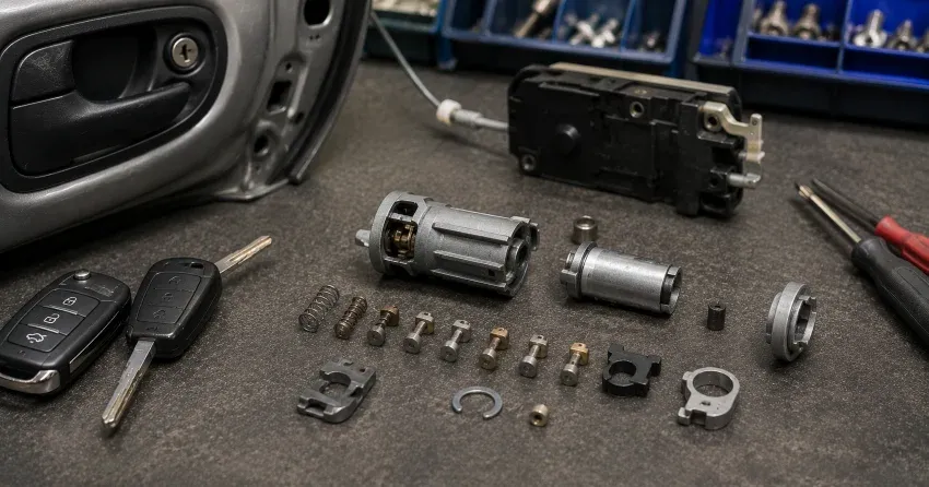 technician testing a car key fob during Car Lock Repair Luxton, Winnipeg