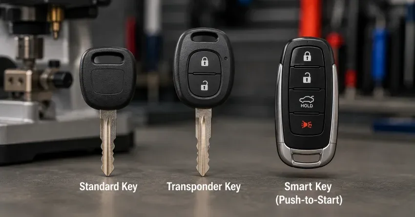 technician cutting a transponder ignition key in Winnipeg
