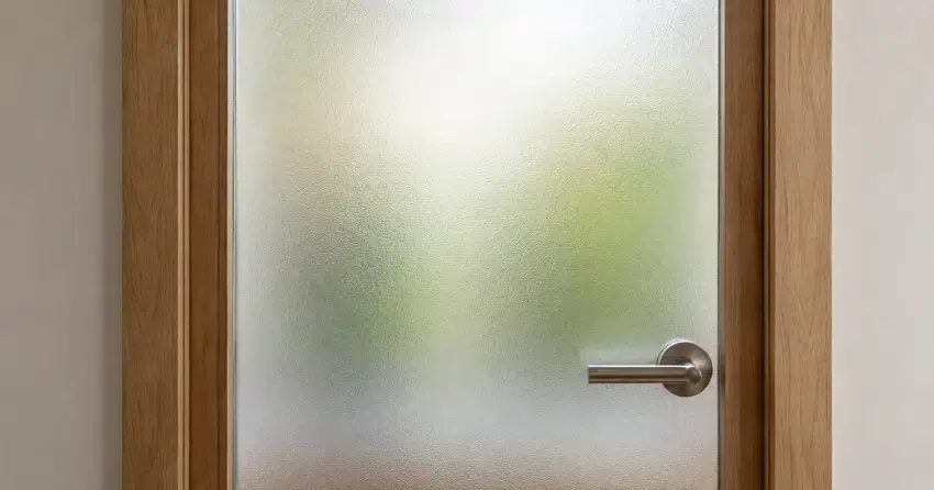frosted glass door panel close-up texture