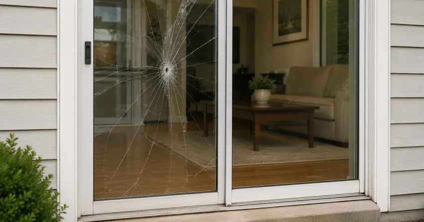 technician replacing sliding glass door handle mechanism
