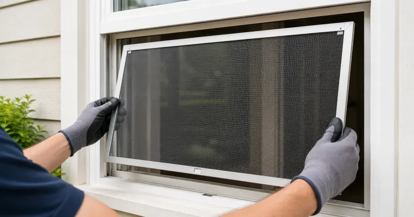 technician repairing a window sash and balance system in Assiniboia Downs, Winnipeg