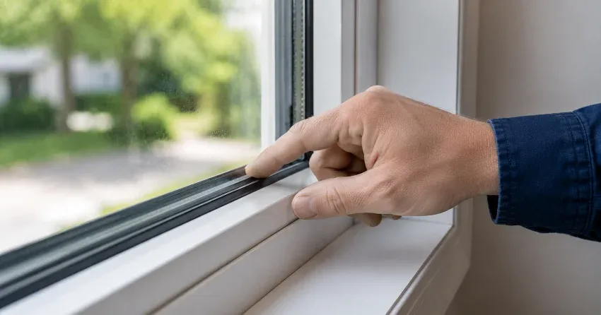 technician inspecting window glass seal in Valhalla, Winnipeg