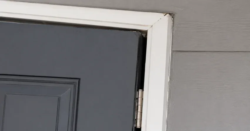 technician tightening a loose door hinge in Riverview, Winnipeg